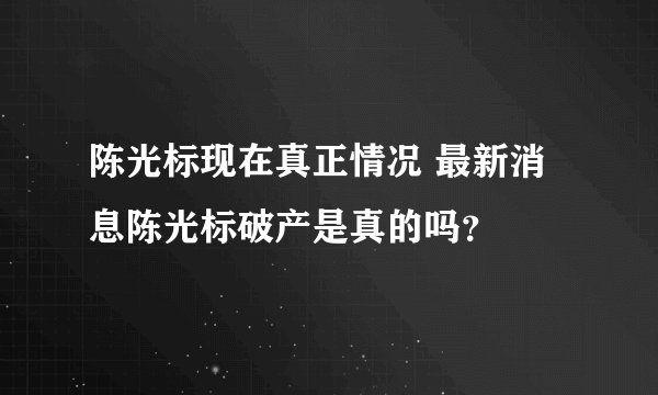 陈光标现在真正情况 最新消息陈光标破产是真的吗？