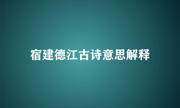 宿建德江古诗意思解释