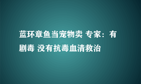 蓝环章鱼当宠物卖 专家：有剧毒 没有抗毒血清救治