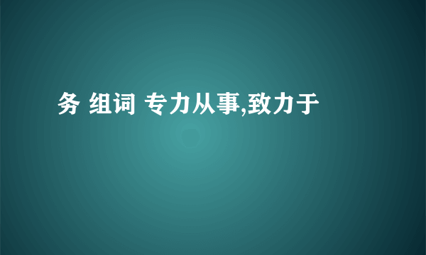 务 组词 专力从事,致力于