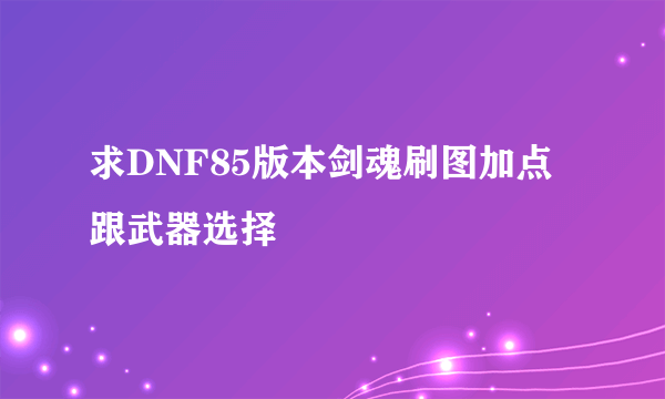 求DNF85版本剑魂刷图加点跟武器选择