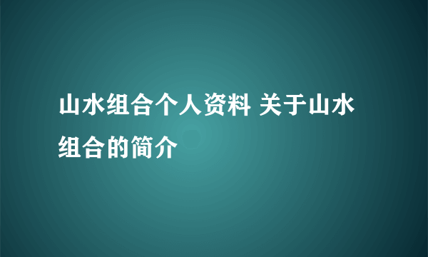 山水组合个人资料 关于山水组合的简介