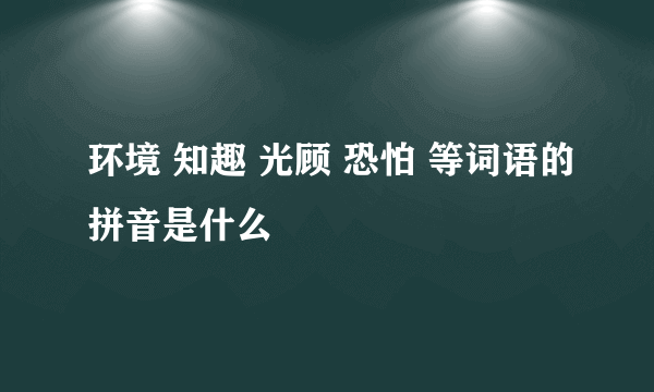 环境 知趣 光顾 恐怕 等词语的拼音是什么