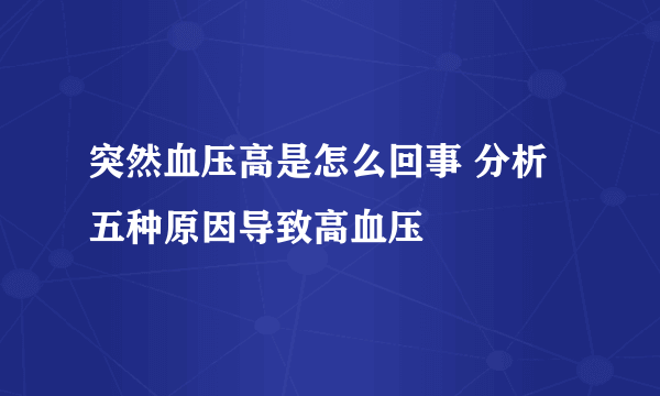 突然血压高是怎么回事 分析五种原因导致高血压