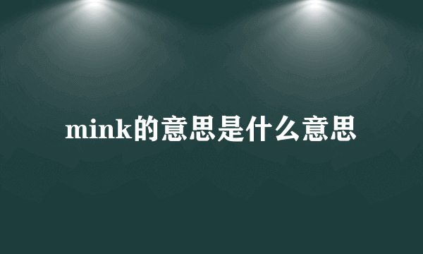 mink的意思是什么意思