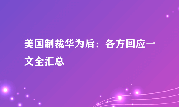 美国制裁华为后：各方回应一文全汇总