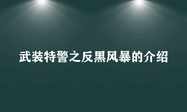 武装特警之反黑风暴的介绍