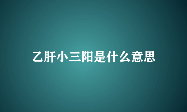 乙肝小三阳是什么意思