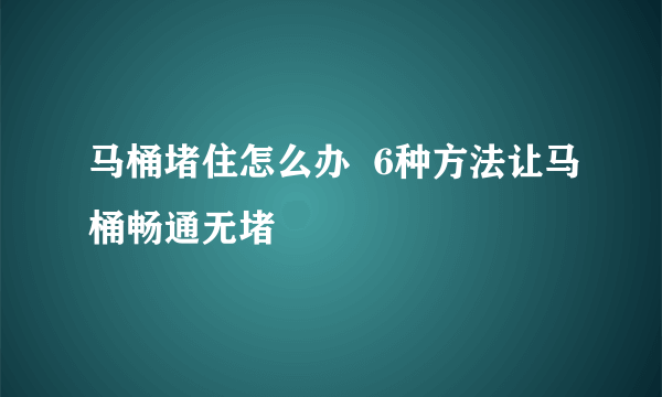 马桶堵住怎么办  6种方法让马桶畅通无堵