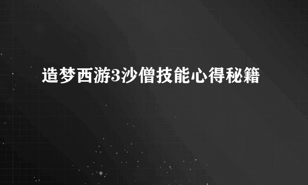 造梦西游3沙僧技能心得秘籍