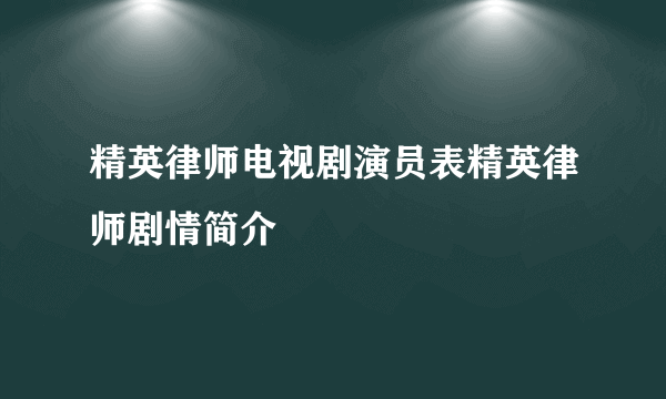 精英律师电视剧演员表精英律师剧情简介