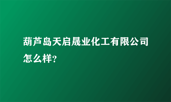 葫芦岛天启晟业化工有限公司怎么样？