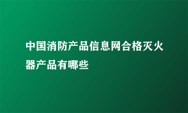 中国消防产品信息网合格灭火器产品有哪些