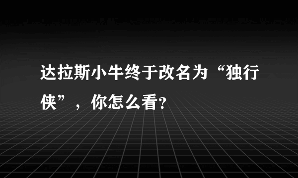 达拉斯小牛终于改名为“独行侠”，你怎么看？