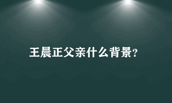 王晨正父亲什么背景？