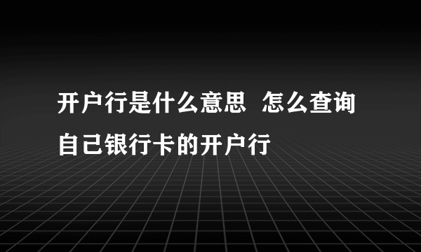 开户行是什么意思  怎么查询自己银行卡的开户行