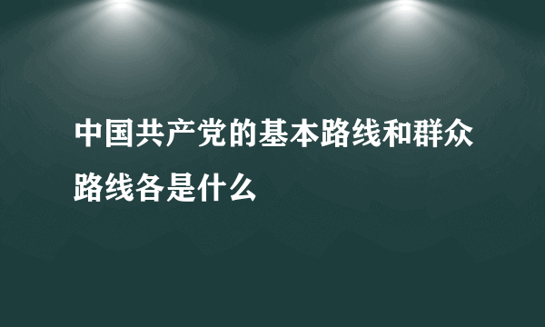 中国共产党的基本路线和群众路线各是什么