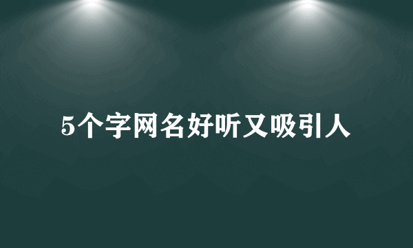 5个字网名好听又吸引人