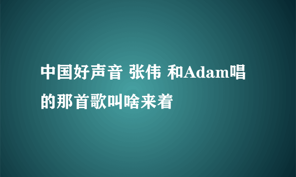 中国好声音 张伟 和Adam唱的那首歌叫啥来着