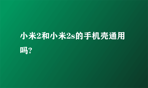 小米2和小米2s的手机壳通用吗?