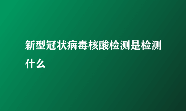 新型冠状病毒核酸检测是检测什么