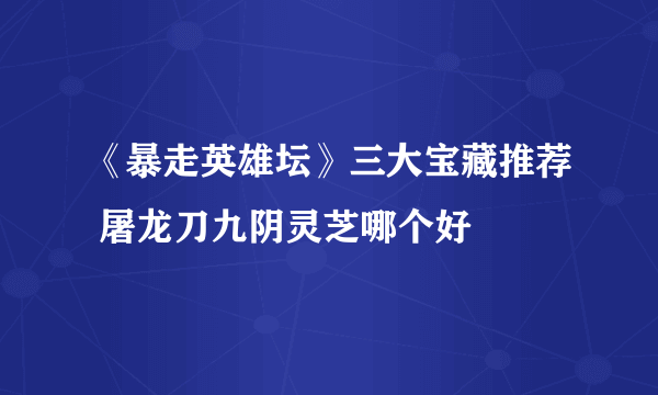 《暴走英雄坛》三大宝藏推荐 屠龙刀九阴灵芝哪个好