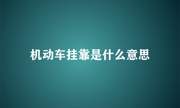 机动车挂靠是什么意思