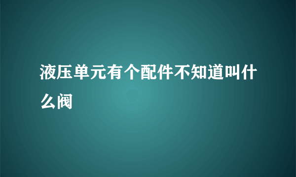 液压单元有个配件不知道叫什么阀