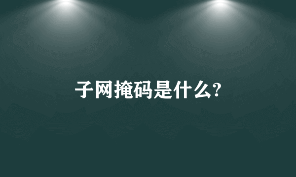 子网掩码是什么?