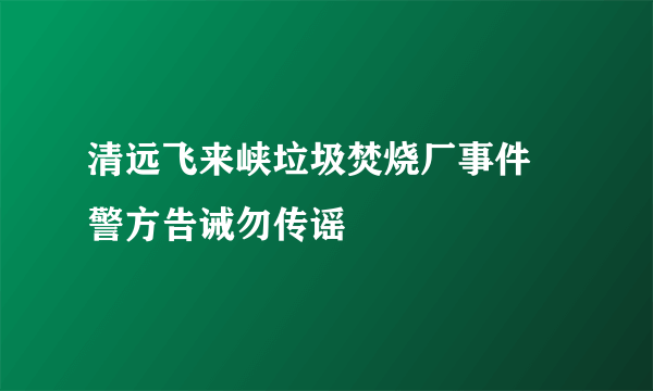 清远飞来峡垃圾焚烧厂事件 警方告诫勿传谣