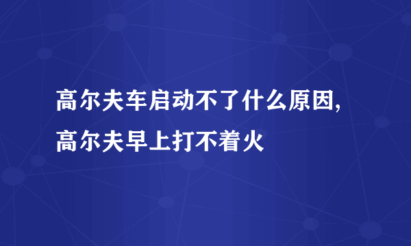 高尔夫车启动不了什么原因,高尔夫早上打不着火