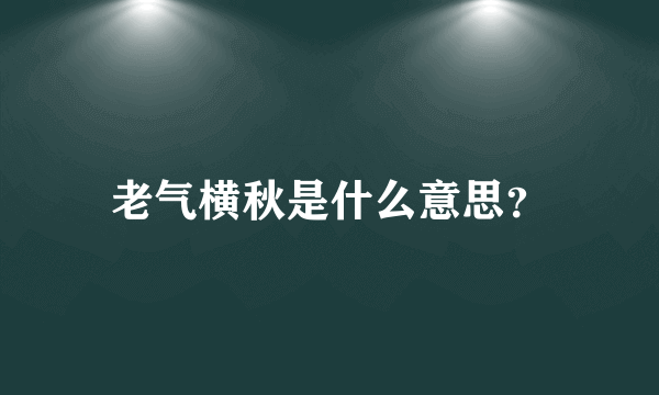 老气横秋是什么意思？