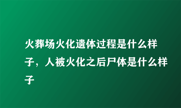 火葬场火化遗体过程是什么样子，人被火化之后尸体是什么样子