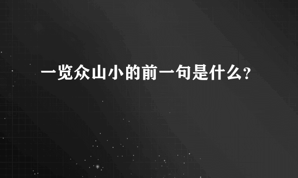 一览众山小的前一句是什么？