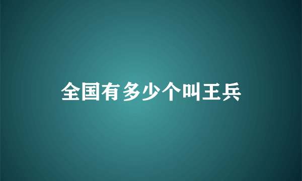 全国有多少个叫王兵