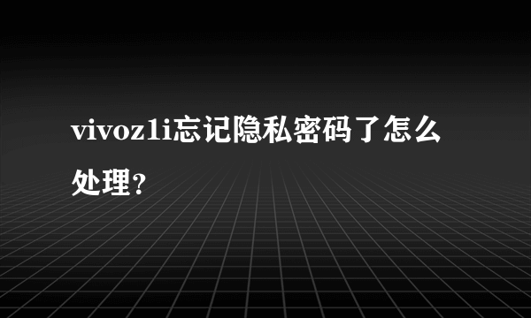 vivoz1i忘记隐私密码了怎么处理？