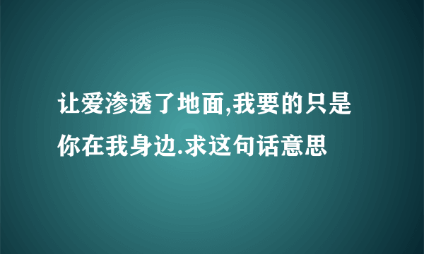 让爱渗透了地面,我要的只是你在我身边.求这句话意思