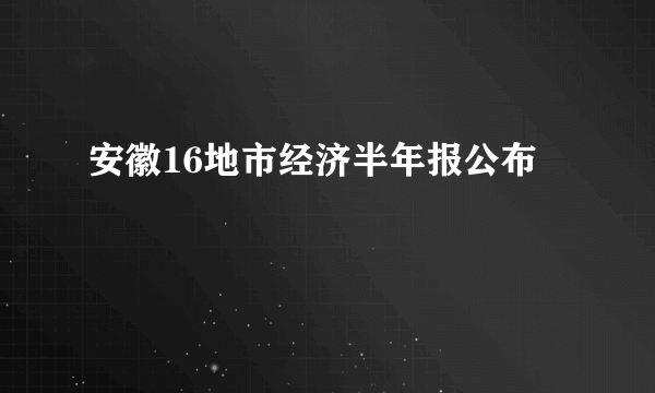 安徽16地市经济半年报公布