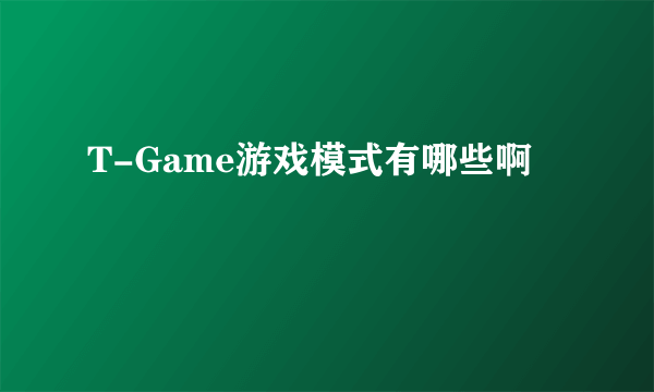 T-Game游戏模式有哪些啊