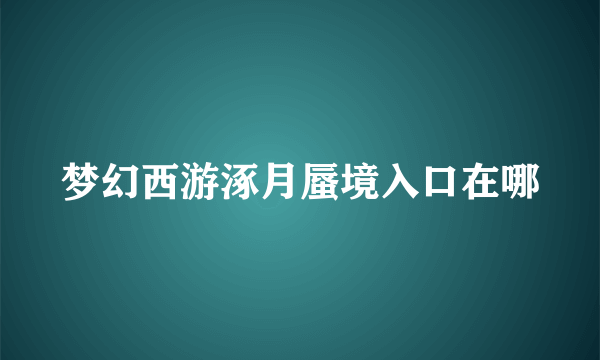 梦幻西游涿月蜃境入口在哪