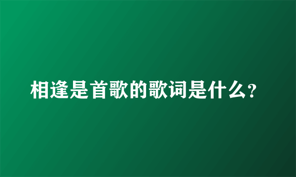 相逢是首歌的歌词是什么？