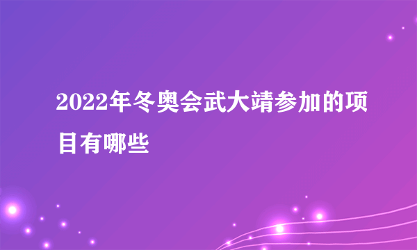 2022年冬奥会武大靖参加的项目有哪些