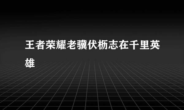 王者荣耀老骥伏枥志在千里英雄