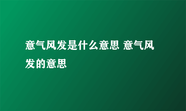 意气风发是什么意思 意气风发的意思