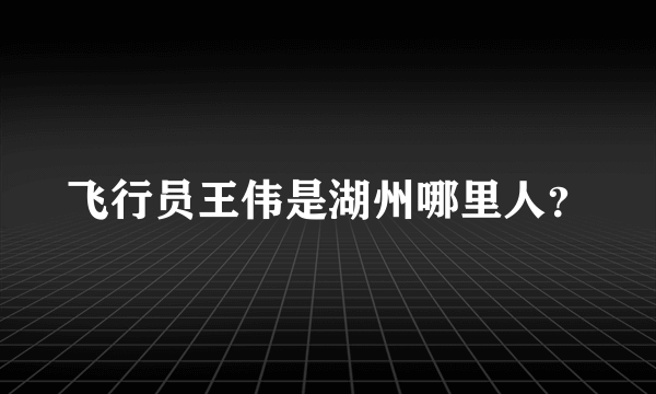 飞行员王伟是湖州哪里人？