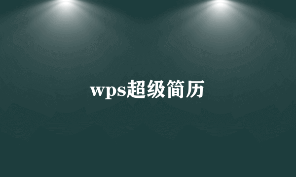 wps超级简历