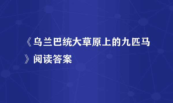 《乌兰巴统大草原上的九匹马》阅读答案