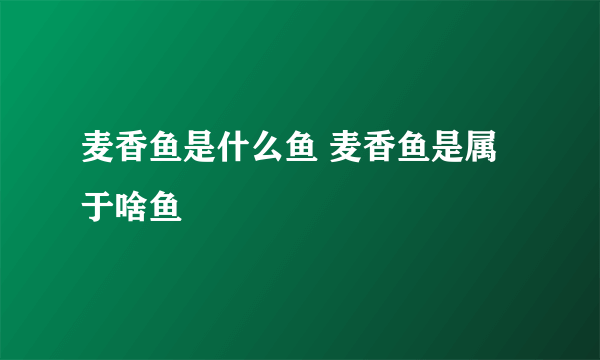 麦香鱼是什么鱼 麦香鱼是属于啥鱼