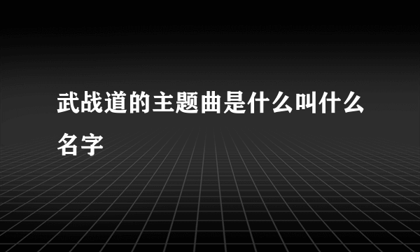 武战道的主题曲是什么叫什么名字