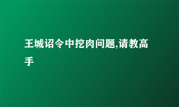 王城诏令中挖肉问题,请教高手